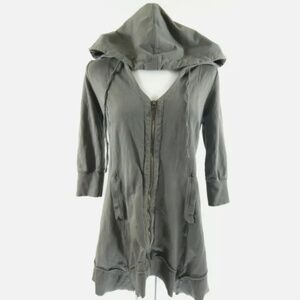 Soft Surroundings zip front tunic sweatshirt charcoal gray NWT sz S 100% cotton